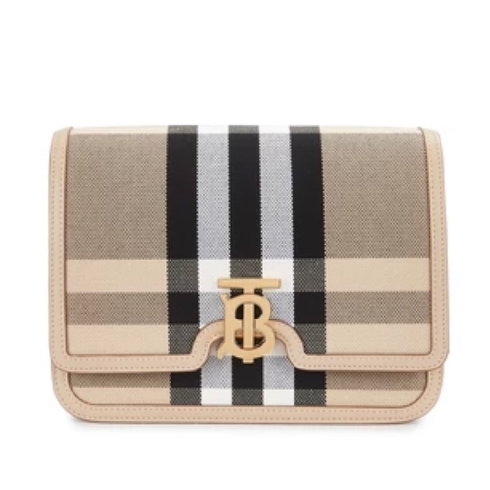 Burberry TB Medium Check Canvas/Leather bag